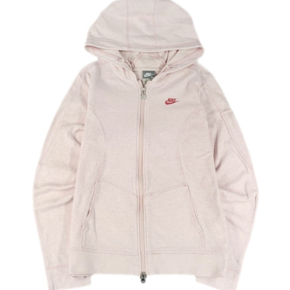 Vintage Y2K Nike Full Zip Hoodie Light Pink Womens Sweatshirt US Size Medium (M)